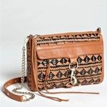 Rebecca Minkoff MAC Woven Leather Crossbody Tan Black Chain Strap Shoulder Bag Photo 0