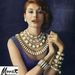 Monet Set Of 2 Vintage Signed Gold Tone White Black Slender Bangle Bracelets Photo 6