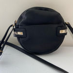 Tommy Hilfiger black gold hardware round canteen crossbody shoulder bag purse Photo 0