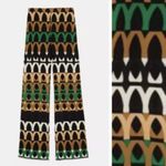ZARA  High Waist Wide Leg Geometric Tribal Safari Print Palazzo Pants Size XS‎ Photo 8