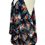 Poetry Mini Dress Womens S Navy Blue Floral Asymmetrical Layered Cover Up Boho Photo 1