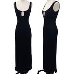 Vintage 90s Slinky Gown Black Embellished Cut out Neckline Fitted Bodycon Black Size XS Photo 1