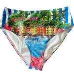 ENDLESS MOON Underwire Push Up Bikini Sz M Hi Rise Bottom Italy Floral Scene NEW Blue Size M Photo 4