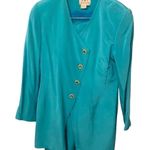 ISI turquoise blue π― silk pantsuit. Tunic jacket wide leg palazzo pant. Size 6. Photo 2