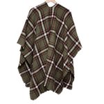 Old Navy Women's  green plaid poncho blanket shawl one size Photo 3