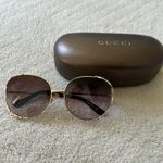 Gucci 59mm Round Sunglasses in Gold/Brown Gradient Photo 3