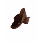 Franco Sarto Brown Faux Cork Wedge 8 Mule Open Toe Preppy Y2K Slide Dress Sandal Photo 1