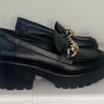 Nasty Gal  Black Faux Leather Chunky Loafer with Gold Thick Chain Size 8 Photo 6