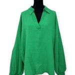 Keen The Label | NWT | M | Kelly Green Ciara Long Sleeve Collared V Photo 0