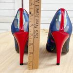 Carlos by Carlos Santana Pounce Graffiti Print Peep Toe Pumps Red Multi 6 Blue Photo 7