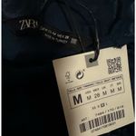 ZARA NWT  Crop Top Blouse, Mock Neck, long sleeve, ruched hem in blue size medium Photo 10