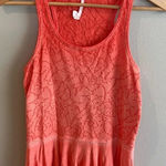 Free People  Rally Tank‎ Top Orange Perforated Peplum Summer Tank EUC XS Photo 0