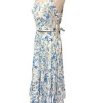 AQUA  Sleeveless Square Neck Blue Toile Crop Top & Midi Tiered‎ Skirt  Size L NWT Photo 6