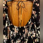 Free People Black Floral Print Keyhole Neck Boho Peasant Hilary Top Size Small Photo 13