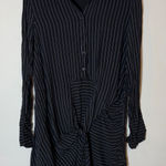 L'Academie Black Striped Button Down Tie Front Shirt Dress XS NWOT Photo 0