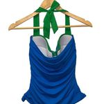 Tommy Bahama Sailor Blue Halter Bandeau Tankini Swim Top XS Oversized Coastal Photo 3
