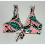 Pink Pastel Palm Tree Floral Bikini Top Swimwear Bathing Suit Size L 🌴✨ Size L Photo 2