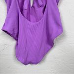 Becca  Purple Cross Front One Piece Swimsuit Womens L Cutouts Ribbed Lavender Photo 1