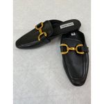 Steve Madden NWT  Fortunate Black Leather Mules Gold Buckle Loafer Slides Size 8M Photo 1