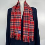 Pendleton Vintage 70s  Wool Plaid Scarf Unisex Red Taran Winter Preppy Photo 3