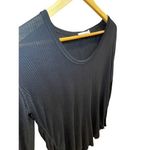 Rag and Bone  Women Small Longsleeve Sheer Scoop Neck Textured Raw Hem‎ Black Top Photo 1