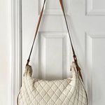 Fendi Vintage Cream White Quilted Faint Stripe Hobo Slouch Fabric Canvas Bag Photo 2