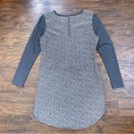 Lou & grey • Mixed Media Drawstring Waist Dress grey herringbone print shift Photo 7