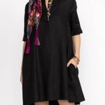 Johnny Was  Calme Linen Polo Mandarin Collar Liya Boho Floral Embroidered Dress Photo 0