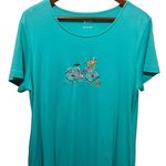 Blair Knit Lounge Dress L Teal Embroidered Bike Graphic Pockets Coastal Photo 3
