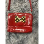 Disney  Parks Authentic Minnie Mouse Black & White Bow Red Vinyl Crossbody Purse Photo 0