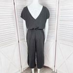 Anthropologie Cloth & Stone Tencel V Neck Wide Leg Crop Jumpsuit Black Small Minimalist Photo 5