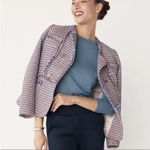 The Fold Kingswood Tweed Double Breasted Fringe Detail Blazer Jacket US 10 UK 14 Blue Photo 13