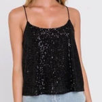 Endless Rose ANTHROPOLOGIE  Sequin Cami Spaghetti Strap Black Party NYE Medium Photo 0