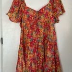 Marissa Olivia Red Floral Ruffle Sleeve Smocked Mini Dress L Size L Photo 1