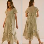 Free People XL Ethereal Bohemian Bring The Romance Midi Maxi Dress Stone Moss Photo 1