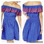 Lilly Pulitzer NWT Off Shoulder Smocked Flutter Fiesta Dress Blue Kalama Size S Photo 0