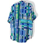 Timing  size medium andora geometric print button down top royal blue green nwt Photo 1