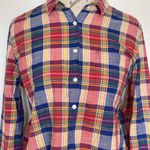 J CREW Womens Button down Shirt Sz Medium Boy fit Plaid Preppy Bohemian Western Photo 4