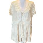 Torrid Babydoll Crinkle Gauze Crochet Inset Lace Up Top Womens 2X Photo 1