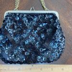 Vintage Black & Gold Beaded & Sequins Snap Purse Photo 2
