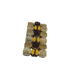 Gold toned brown and yellow rhinestone chunky statement bracelet Photo 2