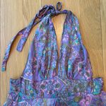 American Vintage Vintage 100% Silk Dress Paisley Pastel 1970s Halter One Size Photo 1