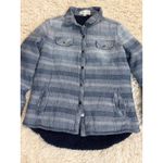 Vintage Havana  Sherpa Lined Plaid Shirt Jacket Blue Grey Size L Photo 1