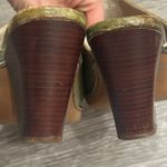 Frye  Phoenix Mule Green Tan Leather Cutout Slip On Western Heel Boho Cowgirl 7.5 Photo 5