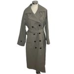 Bernardo Quiet Luxury Long Trench Coat L Smoke Taupe Belted Minimalist Chic NWT Photo 1