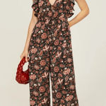 Madewell Deep V-Neck Ruffled Floral Wide Leg Jumpsuit in Pampas Blooms Size XS Photo 0