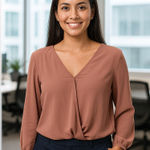 SheIn Elegant  Pink Women's Business Casual Top Small Photo 0