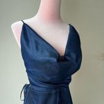 Alamour The Label Claudia Navy Ruched Draped Neck Sleeveless Strappy Back Gown M Blue Size M Photo 2