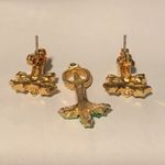 Matched Set Christmas Candle Earrings and Pendant Red Photo 1