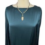 Madewell  Long Bell Sleeve Satin Shift Dress in Smoky Spruce, Medium Photo 4